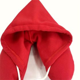 Hooded Neck Pillows for Travel - U Shaped Travel Pillow Sleeping Support polystyrene Foam microbeads Stress Pillow - Red