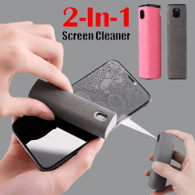 Mobile Phone Screen Cleaner 10ml Portable Rectangle Shape Microfiber Anti Dust Mobile Phone Screen Cleaner Spray Cleaner Wipe Bottle - pink