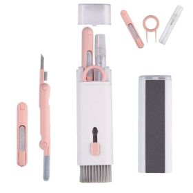 7 In 1 Computer Keyboard Cleaner Brush Kit Earphone Cleaning Pen For Headset Keyboard Cleaning Tools Cleaner Keycap Puller Kit - Pink