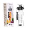 Fruit Infuser Water Bottle 32OZ Juice Shaker Sport w/ Flip Top Lid Anti-Slip Grips   - Black