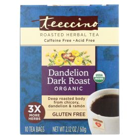 Teeccino Organic Herbal Coffee - Dandelion Dark Roast - 10 Bags - Case Of 6 - Default