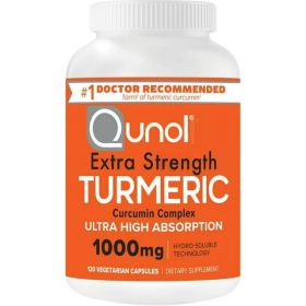 Qunol Turmeric Curcumin Capsules (120 Count) with Ultra High Absorption, 1000mg Joint Support Herbal Supplement - Qunol