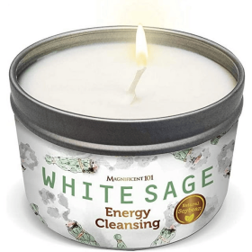 Magnificent 101 White Sage 6oz Natural Soy Aromatherapy Energy Cleansing Intention Candle - Magnificent 101