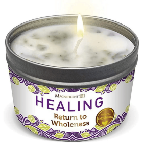 Magnificent 101 Healing 6oz Natural Soy Aromatherapy Wholeness Intention Candle with Sage, Palo Santo, and Lavender - Magnificent 101