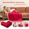 Electric Heated Blanket Throw Reversible Flannel and Sherpa Blanket - Red