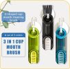 3 in 1 Tiny Bottle Cup Lid Detail Brush Straw Cleaner Tools - blue