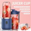 Small Electric Juicer 6 Blades Portable Juicer Cup Juicer Fruit Juice Cup Automatic Smoothie Blender Ice CrushCup - Blue juicer Cup